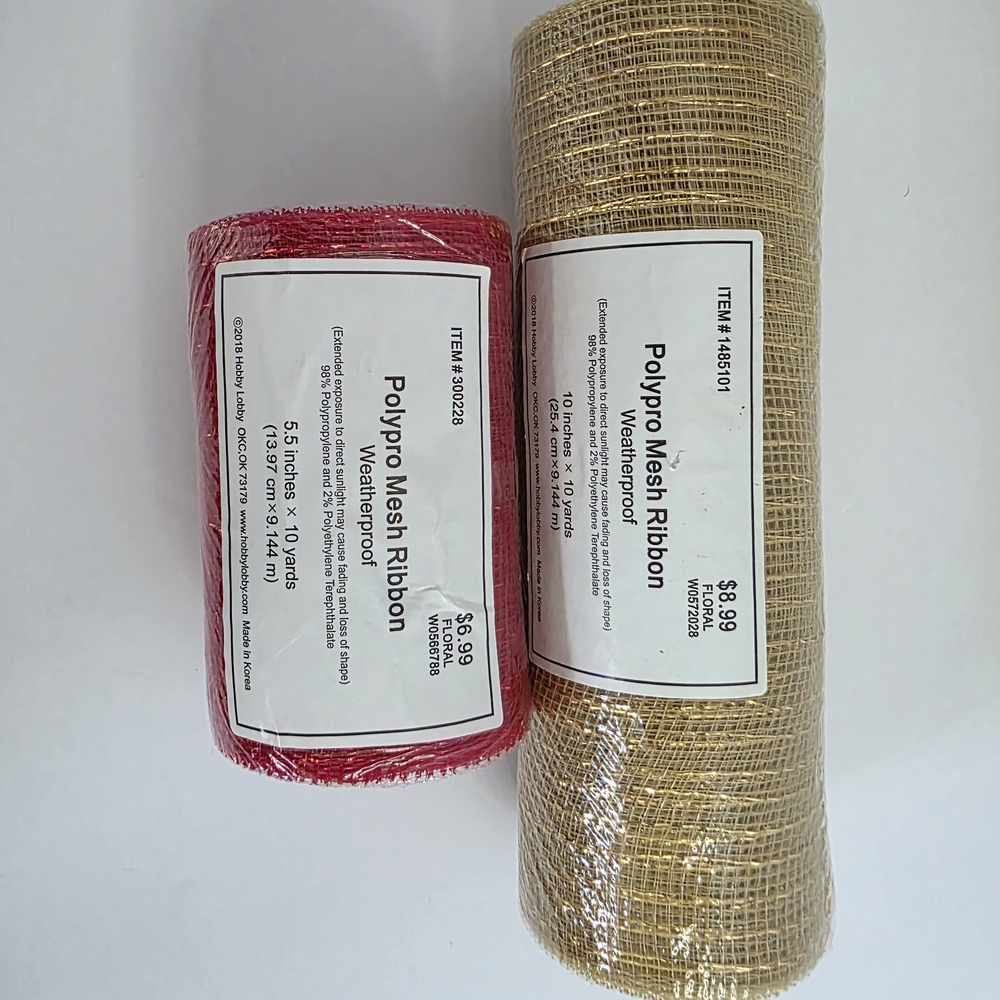 Polypro Mesh Ribbon Set - Red and Tan - Picture 8 of 15